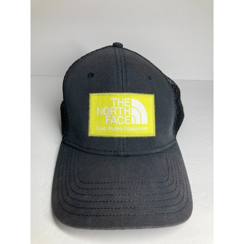 The North Face Trucker Hat Cap Adult Black Neon Fine Alpine Equipment Patch